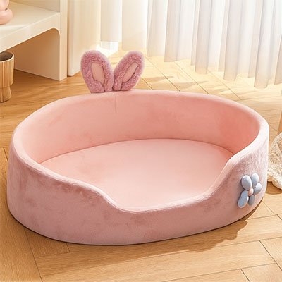 Panier chat rose poudré décoratif