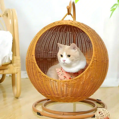 panier-en-rotin-pour-chat-nidourotin-avec-boule-amusante