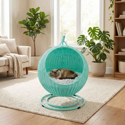 panier-en-rotin-pour-chat-nidourotin-vert