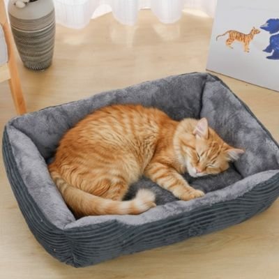 Panier pour chat rectangulaire gris foncé