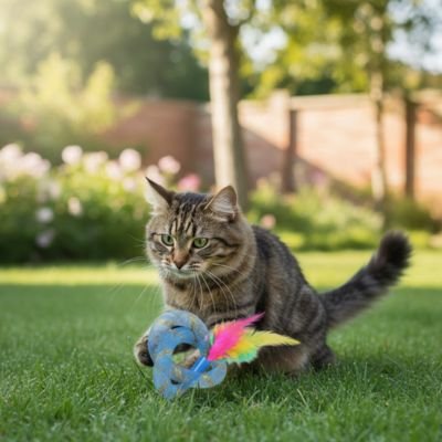 Anneau à plumes pour chat - jouet léger et portable