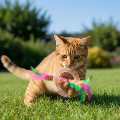 Anneau à plumes pour chat - détail matériaux et couleurs