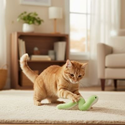 Jouet pour chat serpentin 40 cm en peluche rose - Patte à Chat