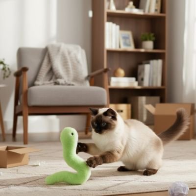 Serpentin peluche 40 cm pour chat - détail texture douce