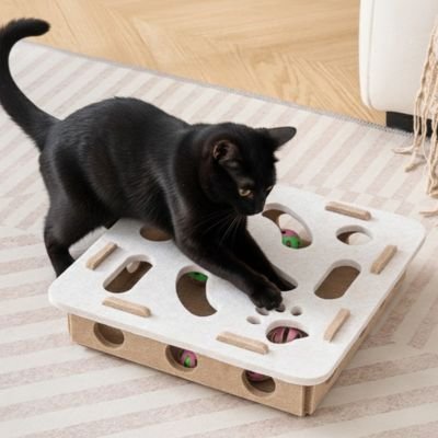 Jouet pour chat plateau de jeu 2 niveaux avec balles - Patte à Chat