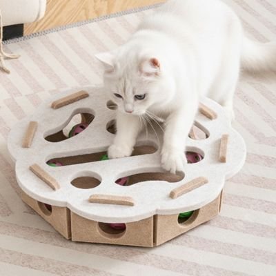 Plateau interactif double niveau pour chat - structure octogonale