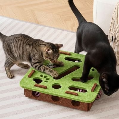 Jouet plateau chat - assemblage sans outil, surface feutre grattoir
