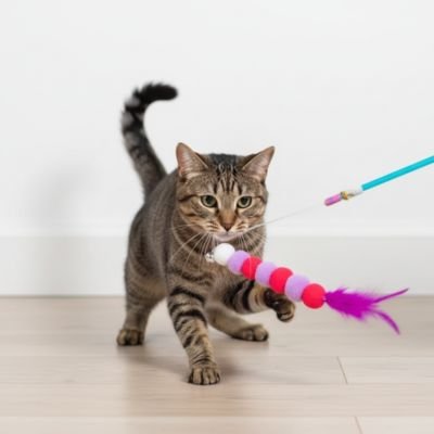 Jouet pour chat canne à plumes FélinStimul tige 65 cm - Patte à Chat