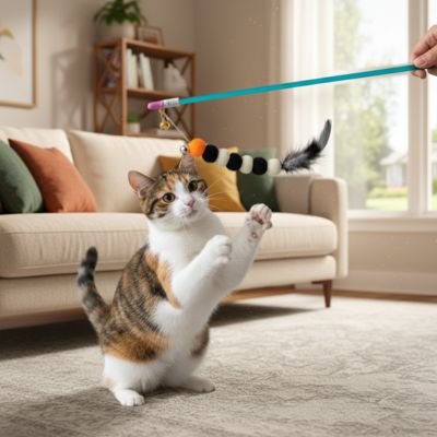 Chat sautant pour attraper les plumes - FélinStimul