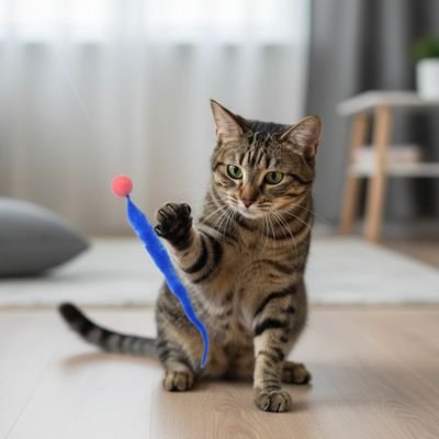 Jouet pour chat serpentin dansant 24 cm avec balle - Patte à Chat