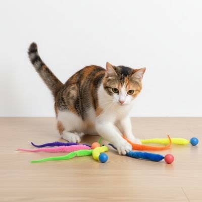Serpentin dansant 24 cm - balle rebondissante d’extrémité détail