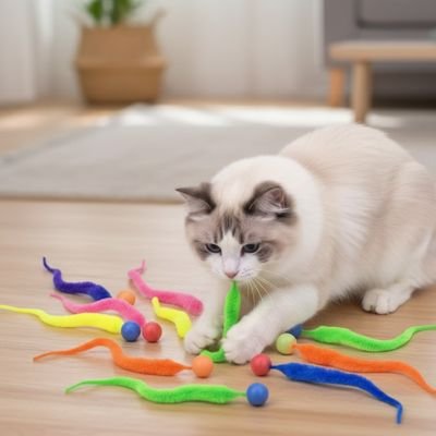 Jouet compact pour chaton et chat adulte - serpentin multicolore