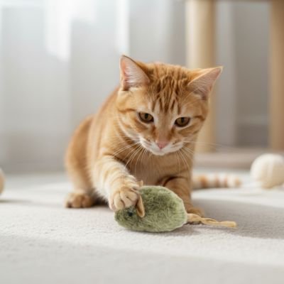 Jouet pour chat FélinActive souris peluche verte queue en corde - Patte à Chat