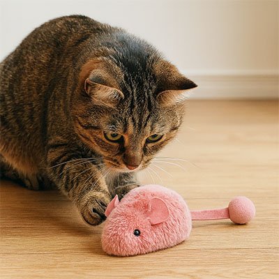 Souris StimCat - détail pompon mobile en bout de queue