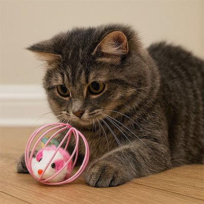 Jouet pour chat cage sphérique à souris avec grelot - Patte à Chat