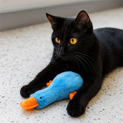 Jouet canard chat herbe à chat intégrée - stimulation multi-sensorielle