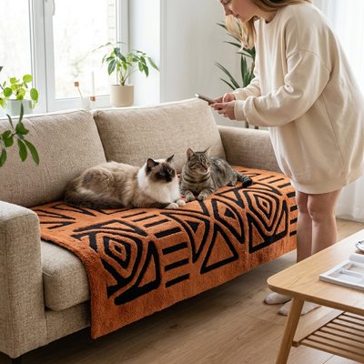 protection canapé chat SofaCare - coloris orange