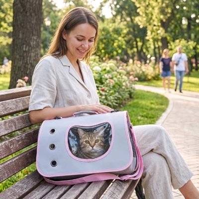 sac de transport pour chat Nomade Félin - coloris rose