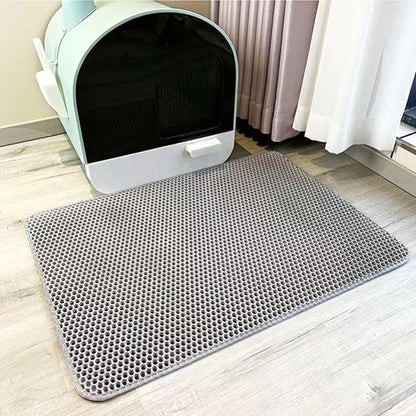 tapis chat litière anti-projection - gris clair
