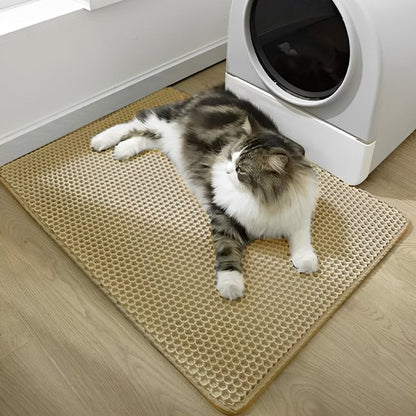tapis chat litière anti-projection - kaki