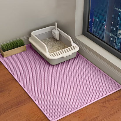 tapis chat litière anti-projection - rose