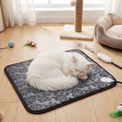 tapis-chauffant-pour-chat-motif-rose-ergonomique