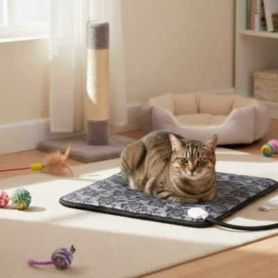 tapis-chauffant-pour-chat-motif-rose-pratique
