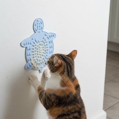tapis-de-léchage-tortue-bleu-ergonomique