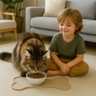 Tapis gamelle Chat | Imperméable Antidérapant - Patte à Chat