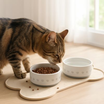 Tapis gamelle Chat | Imperméable Antidérapant - Patte à Chat