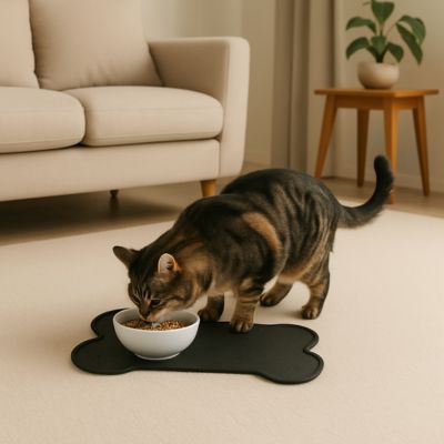 Tapis gamelle Chat | Imperméable Antidérapant - Patte à Chat