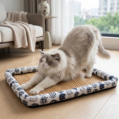 tapis-rafraichissant-chat-avec-contour-rembourré-résistant