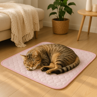 tapis-rafraichissant-chat-rose-chatcool