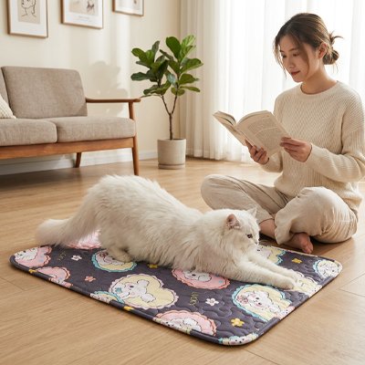 tapis-rafraichissant-chat-confortable-coloré