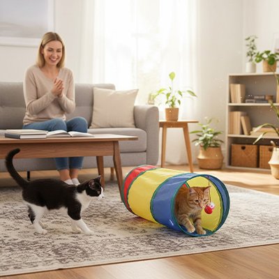 tunnel-chat-pour-un-chat-multicolore
